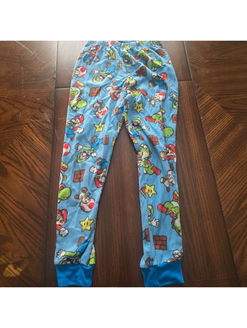 Super Mario light blue fleece pajama pants kids L